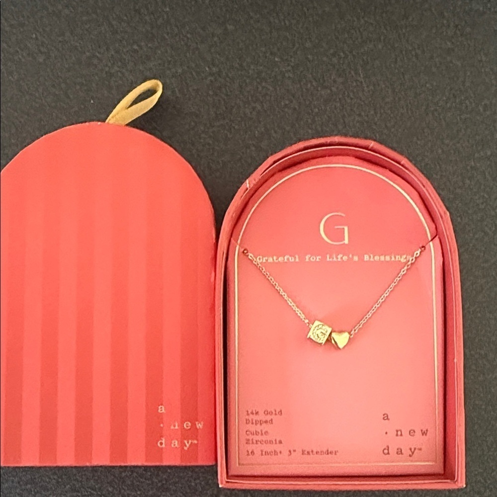 A New Day Gold-Tone G Necklace with Heart Charm